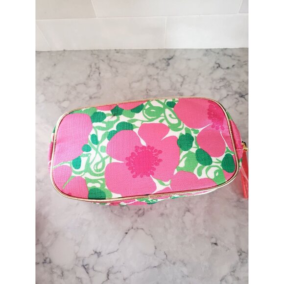 Lilly Pulitzer For Estee Lauder Floral Cosmetic Bag With Pink & Green Design - Picture 7 of 13